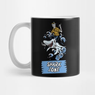 Skeleton riding a-shark Mug